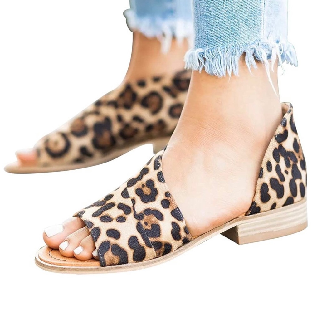 ✨ Beast D’Orsay Leopard Peep-Toe Sandals - Picture 3 of 8